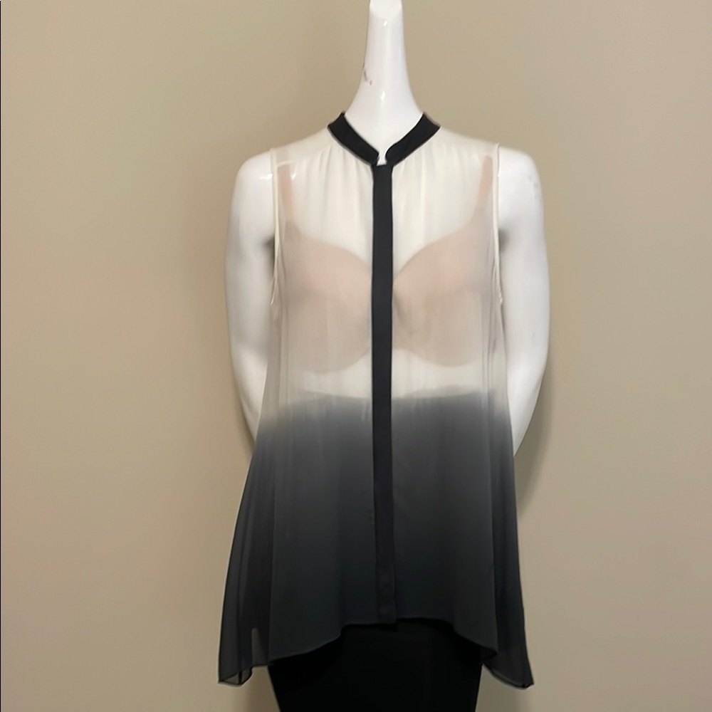 Eileen Fisher Silk Crew Neck Button Down Asymmetrical Hem Sleeveless Blouse SNWT